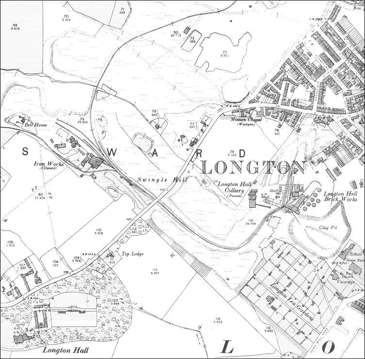 898 OS map of Longton showing the location of Longton Hall