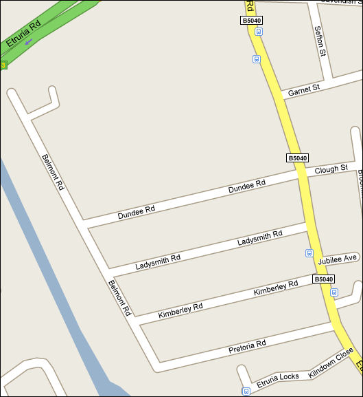 2008 Map of streets around Etruria park