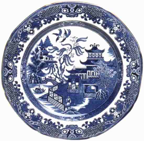 Burleigh (Burgess and Leigh, Middleport, Stoke-on-Trent) reproduction of Enoch Wood's Willow plate