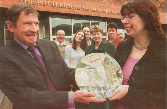 The plaque was presented to Miranda Goodby, the curator of the museum's ceramic collection