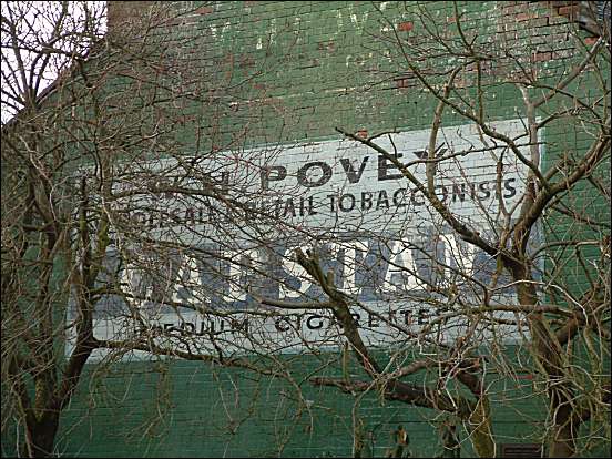 gable end of Povey tobacconists on City Road, Fenton 