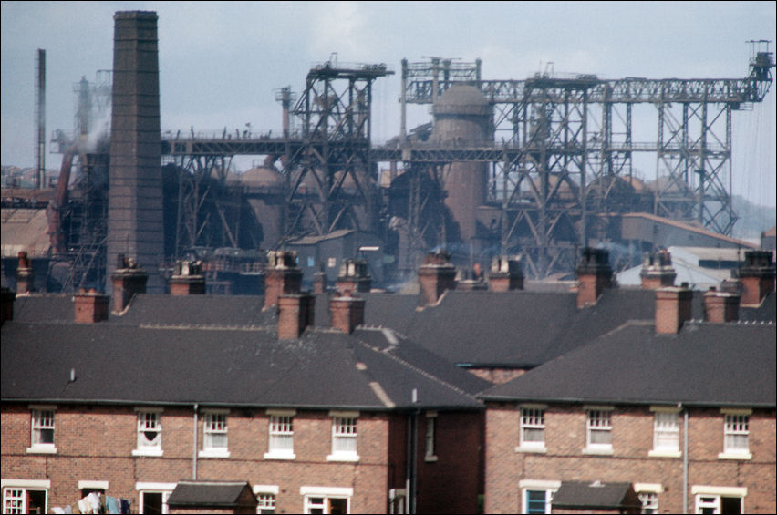 the furnaces of the Shelton works dominate the houses in this 1970 photo