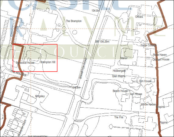 section from 2007 Newcastle Council conservation area map showing  Brampton Hill (red box)