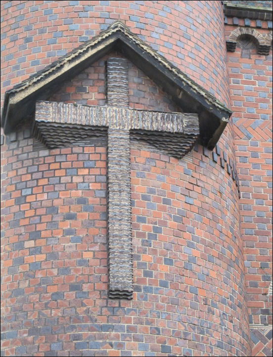 detail on the front of the round tower 