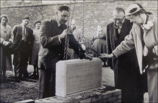 Lord Mayor, Alderman Annie Longsdon Barker laying the foundation stone - 16th May 1955 