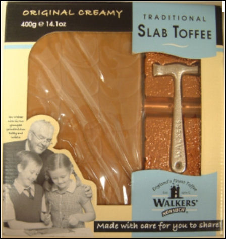 Walkers' Traditional Slab Toffee - complete with a hammer to break the slab