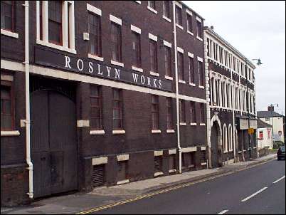 Frontage of the Roslyn Park Place works, the Gladstone Works are to the right
