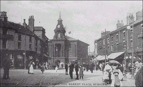 Postcard of second Town Hall and Market Place, (1910)