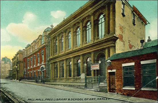 Postcard of Pall Mall, Hanley - Free Library & School of Art