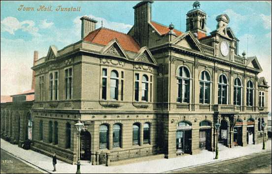 postcard of Tunstall town hall 