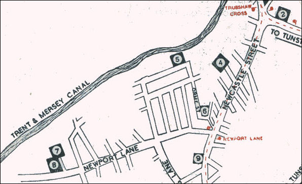 1947 map showing the pottery works in the Dalehall area of Burslem 