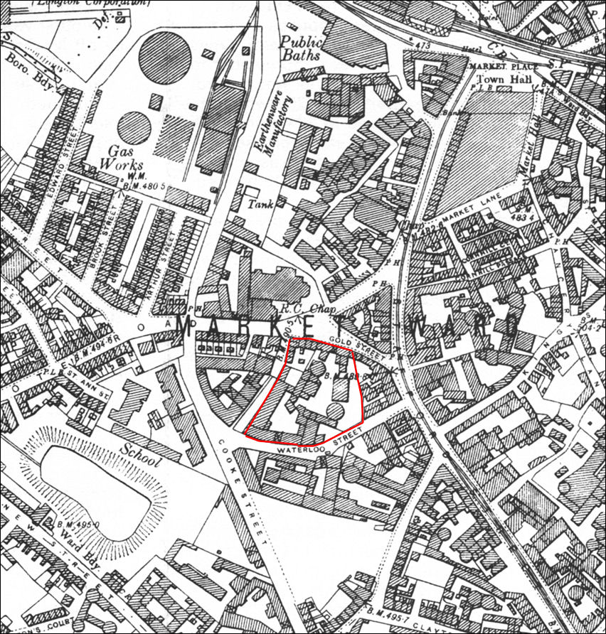 Location of the Beswick's Gold Street Works in 1898