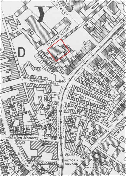 1898 OS map showing St. James Street and Broad Street.