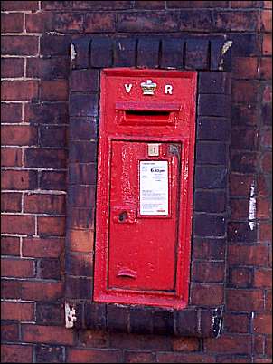 The post box is still in use today (Jan 2001) and dates from Queen Victoria's reign 