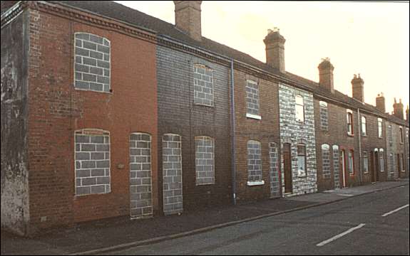 Old terraced houses ready for demolition in Helena Street 