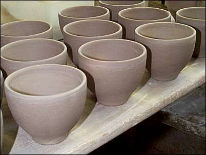 'green' cups waiting for handles to be applied