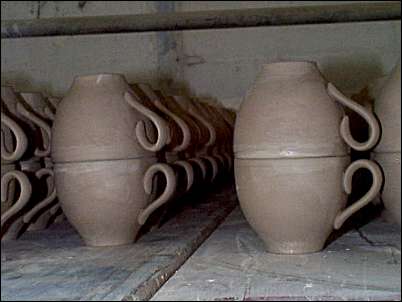 Cups stacked for drying