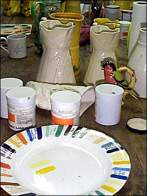 Sample colours put down on a plate