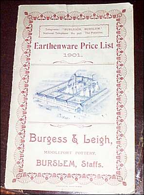 1901 price list for Burgess and Leigh ware