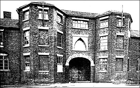 the three-story factory entrance to the Longport works