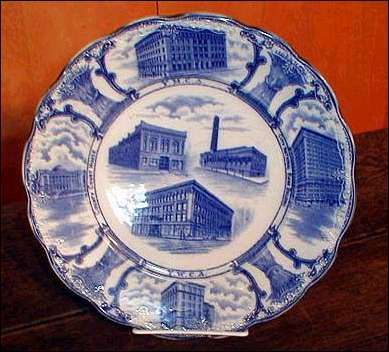 Blue and white transferware plate